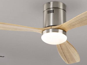 VENTILATOR SIROCO, CU TELECOMANDA, 30 CM, NICHEL SATINAT/NATURAL/OPAL, DIN METAL SI LEMN, STIL MODERN - Img 3