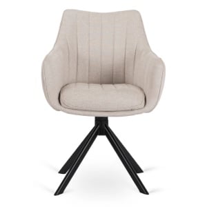 10X SCAUN ROTATIV, ARTIM MEBLE, REALIZAT DIN MATERIAL TEXTIL, CULOARE CREM, STIL MODERN - Img 6