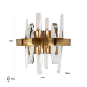 APLICA BRIGHT AURIU , ML-0023, CONFECTIONATA DIN METAL SI CRISTAL, STIL MODERN - Img 3