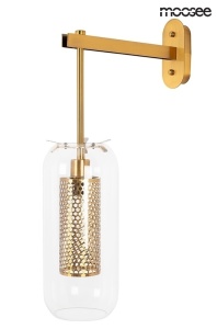 APLICA LANTERN GOLD, CONFECTIONATA DIN OTEL SI STICLA, STIL MODERN