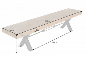 BANCA, THOR 200CM, LEMN MASIV DE PIN, DESIGN INDUSTRIAL - Img 6