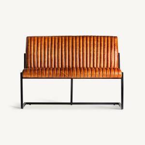BANCHETA CHADRON 124CM, DIN METAL SI PIELE NATURALA, STIL VINTAGE, VICAL HOME