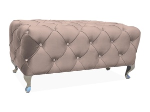 BANCHETA HESTIA, 100 CM, BEJ BLUVEL 28/CROM, TAPITERIE DIN CATIFEA SI CADRU DIN METAL, STIL MODERN