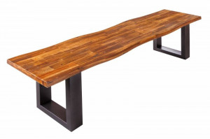 BANCUTA, GENESIS 180CM, DIN LEMN MASIV SI METAL, DESIGN INDUSTRIAL - Img 5