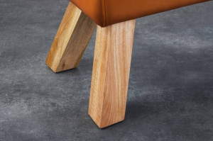 BANCUTA, TURNBOCK 100CM, PIELE NATURALA SI PICIOARE DIN LEMN, CULOARE COGNAC, COD 42698, STIL RETRO - Img 3