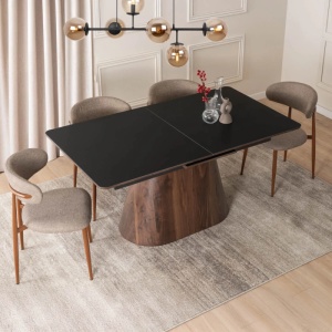 BEST PRICE!!! MASA EXTENSIBILA 160-200CM, ARTIM MEBLE, REALIZATA DIN METAL, LEMN SI MDF, CERAMICA, CULOARE NEGRU/NUC, STIL MODERN - Img 10