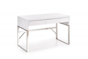BIROU B32, ALB/CROM, DIN MDF LACUIT SI PICIOARE DIN METAL, STIL MODERN - Img 2