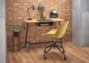BIROU B41, STEJAR AURIU/NEGRU, DIN MDF FURNIRUIT SI METAL, STIL MODERN