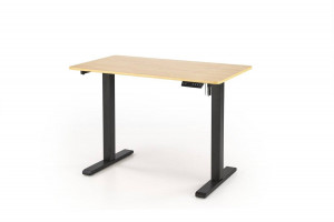BIROU B53, CU FUNCTIE DE REGLARE A INALTIMII, STEJAR MIERE/NEGRU, DIN MDF LAMINAT SI METAL, STIL MODERN - Img 1