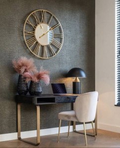 BIROU BLACKBONE BRASS, 140 CM, NEGRU/AURIU ANTICHIZAT, DIN FURNIR DE STEJAR SI METAL, RICHMOND INTERIORS - Img 2