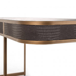 BIROU CLASSIO, 140 CM, 7535, MARO/AURIU ANTICHIZAT, DIN FURNIR DE STEJAR, PIELE ECO SI METAL, RICHMOND INTERIORS - Img 5