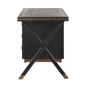 BIROU HUNTER, 150 CM, NEGRU/AURIU ANTICHIZAT, DIN FURNIR DE STEJAR SI METAL, RICHMOND INTERIORS - Img 5