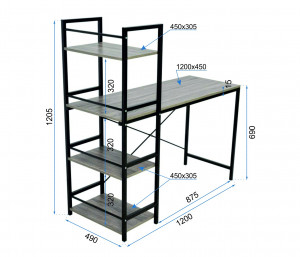 BIROU MODERN, ACCENT-16 DIN METAL SI MDF,DESIGN INDUSTRIAL - Img 5
