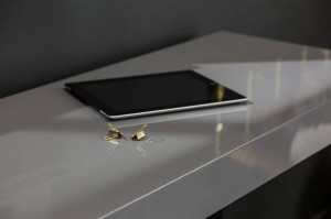 BIROU MODERN, DESK 120X40CM, COD 40863, DIN METAL SI MDF GRI - Img 3