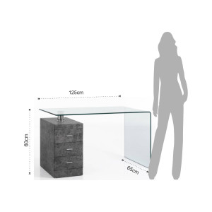 BIROU OFFICE MODERN 125CM, BOW, STICLA SI MDF, COD 3483 - Img 5