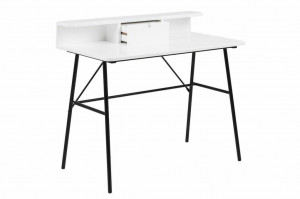 BIROU PASCAL, ALB/NEGRU, 100 CM, DIN MDF SI METAL, STIL CLASIC - Img 2