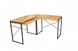 BIROU PE COLT, STUDIO, DIN METAL SI MDF, CULOAREA STEJARULUI - Img 4