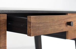 BIROU VARANASI 132CM, REALIZAT DIN LEMN DE MANGO SI METAL, CULOARE MARO/NEGRU, GINER Y COLOMER - Img 4
