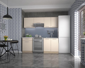 BUCATARIE ARTIM, 200 CM, STEJAR SONOMA/VANILIE, DIN MDF, STIL MODERN