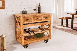 BUFET 90CM, BODEGA, LEMN MASIV SI ROTI METAL, ARTIM GROUP SELECTION