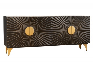 BUFET/ COMODA 177CM, DIN LEMN MASIV DE MANGO SI METAL, CU ORNAMENTE 3D, ARTIM GROUP SELECTION - Img 3