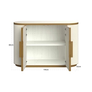 BUFET DINING TIVOLI, REALIZAT DIN METAL, LEMN, MDF, CERAMICA SI TEXTIL, CULOARE ALB, DESIGN DEOSEBIT, RICHMOND INTERIORS - Img 3