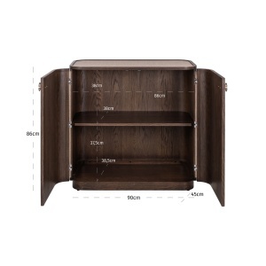 BUFET DINING WILLOX CU 2 USI, 90CM, REALIZAT DIN METAL, LEMN DE STEJAR, MDF SI TEXTIL IN, CULOARE BEJ, DESIGN DEOSEBIT, RICHMOND INTERIORS - Img 11