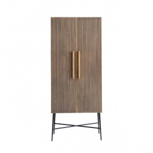 BUFET/DULAP IRONVILLE, 182 CM, 7570, NEGRU/AURIU ANTICHIZAT, DIN LEMN DE MESTEACAN SI METAL, STIL MODERN - Img 3