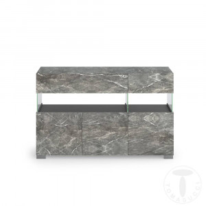 BUFET LIVING 129CM, FLOAT MARBLE, COD 5064, STIL MODERN, REALIZATA PANOURI LAMINATE, EFECT MARMURA - Img 2