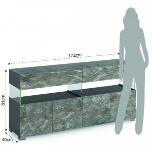 BUFET LIVING 172CM, FLOAT MARBLE, COD 5063, STIL MODERN, REALIZATA DIN PANOURI LAMINATE, EFECT MARMURA - Img 5