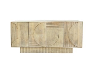 BUFET LIVING, ART DECO 170CM, LEMN DE MANGO, MODEL 3D, CULOARE ALB/NATUR, ARTIM GROUP SELECTION - Img 2