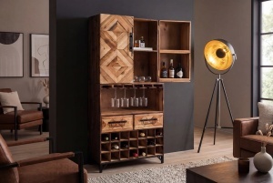 BUFET LIVING DEOSEBIT, BODEGA 160CM, REALIZAT DIN LEMN DE PIN SI METAL, CULOARE NATUR, ARTIM GROUP - Img 3