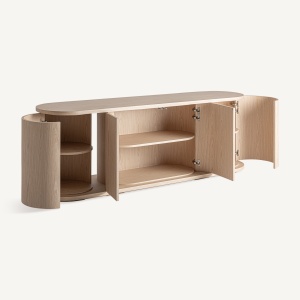 BUFET LIVING KHARJ 220CM, DIN LEMN DE STEJAR, CULOARE BEJ, STIL ART DECO, VICAL HOME - Img 3