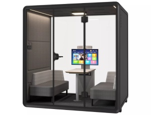 CABINA ACUSTICA 3D LARGE, NEGRU/GRI, PENTRU 2/4 PERSOANE, CONFECTIONATA DIN MATERIALE DE INALTA CALITATE