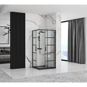 CABINA DE DUS CONCEPT 80X100, NEAGRA, CU CADITA SAVOY NEAGRA, CALITATE SUPERIOARA - Img 3