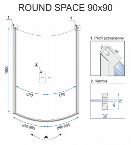 CABINA DE DUS ROUND SPACE N2 90CM DIN STICLA SECURIZATA CALITATE SUPERIOARA