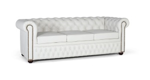 CANAPEA 3 LOCURI CHESTER BAMBOO 200CM, REALIZATA DIN PIELE NATURALA, CULOARE ALBA, GINER Y COLOMER