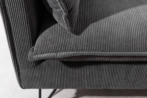 CANAPEA, 3 LOCURI, GRI RETRO, TEXTIL STIL RAIAT SI LEMN, ARTIM GROUP SELECTION - Img 4