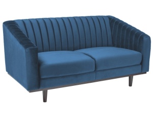 CANAPEA ASPREY 2, ALBASTRU BLUVEL 86/WENGE, TAPITERIE DIN CATIFEA SI PICIOARE DIN LEMN