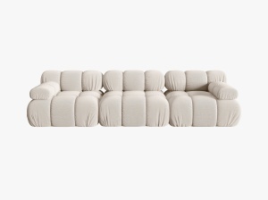 CANAPEA BELLIS, CU 3 LOCURI, BEJ DESCHIS, CU TAPITERIE DIN TEXTIL 3D SONIC, MICADONI