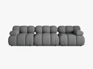 CANAPEA BELLIS, CU 3 LOCURI, GRI, CU TAPITERIE DIN MATERIAL STRUCTURAT LIBERTY, MICADONI