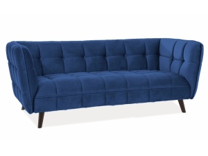 CANAPEA CASTELLO 3, ALBASTRU BLUVEL 86/WENGE, TAPITERIE DIN CATIFEA SI PICIOARE DIN LEMN