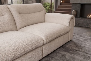 CANAPEA CONFORTABILA SIXTH SENSE 210CM, REALIZATA DIN LEMN SI MATERIAL TEXTIL BOUCLE, CULOARE BEJ, INVICTA INTERIOR - Img 5