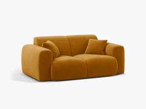 CANAPEA CU 2 LOCURI, MOLINO, 170 CM, GALBEN, CU TAPITERIE DIN TEXTIL CATIFEA VELVET CASINO, MICADONI - Img 2
