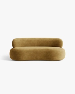 CANAPEA CU 3 LOCURI, AURA, GALBEN MUSTAR, 186X101 CM, TAPITAT CU TAPITERIE DIN TEXTIL CHENILLE GOLD MICADONI - Img 2