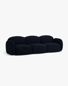 CANAPEA CU 3 LOCURI BLAIR, 274X 95, ALBASTRU ROYAL, CU TAPITERIE DIN TEXTIL CATIFEA CASINO, MICADONI - Img 2
