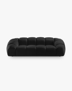 CANAPEA CU 3 LOCURI DIANA, NEGRU, 114X254 CM, TAPITAT CU TAPITERIE DIN TEXTIL CATIFEA SALVADOR, MICADONI