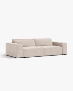 CANAPEA CU 3 LOCURI JODIE, 204X99 CM, ADANCIME SCAUN 62 CM, BEJ DESCHIS, TAPITAT CU TAPITERIE DIN TEXTIL CATIFEA VENUS, MICADONI - Img 2