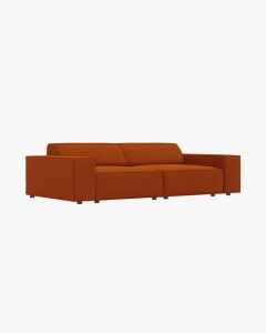 CANAPEA CU 3 LOCURI JODIE, 204X99 CM, ADANCIME SCAUN 62 CM, CARAMIZIU, TAPITAT CU TAPITERIE DIN TEXTIL STRUCTURAT MEGAN, MICADONI - Img 2
