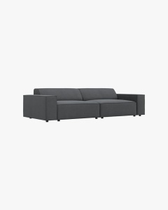 CANAPEA CU 3 LOCURI JODIE, 204X99 CM, ADANCIME SCAUN 62 CM, GRI INCHIS, TAPITAT CU TAPITERIE DIN TEXTIL STRUCTURAT MEGAN, MICADONI - Img 2